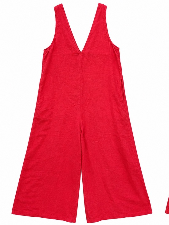 Calypso St. Barth Pants - NWT Calypso St. Barth Linen Blend Wide Leg Jumpsuit Red Sleeveless Pockets - M